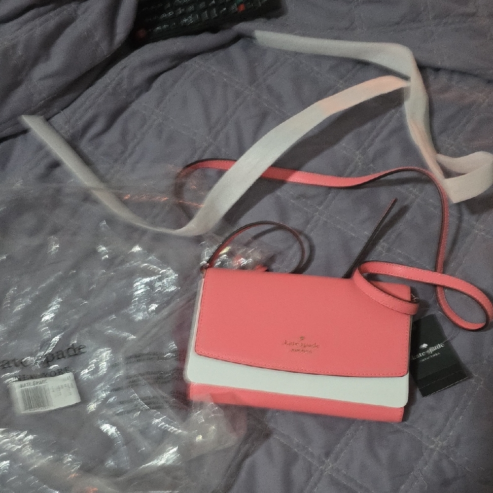 Kate Spade Coral and White Crossbody Bag